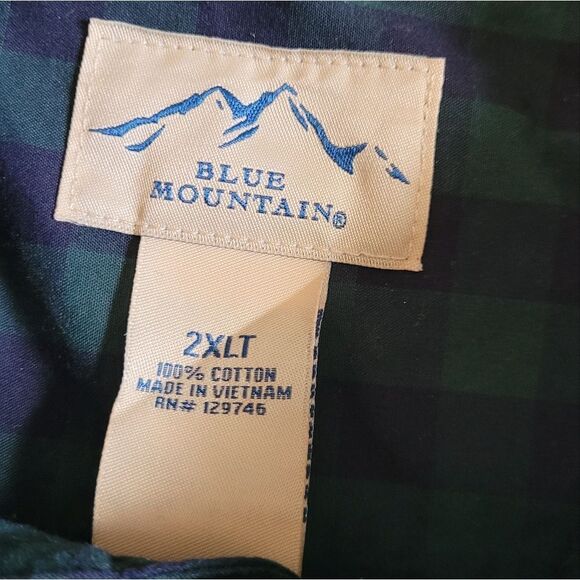 💙3 for $30💙 Vintage Blue Mountain Plaid Button Up 100% Cotton 2XLT - Picture 4 of 4